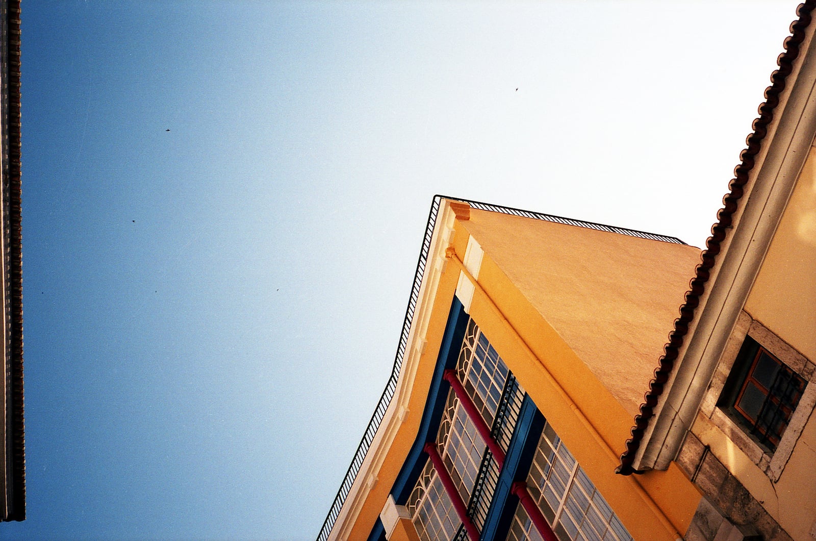 Color street photograph made during a Lisbon demonstration